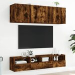 vidaXL Meuble TV mural chêne fumé 40x30x30 cm bois d'ingénierie
