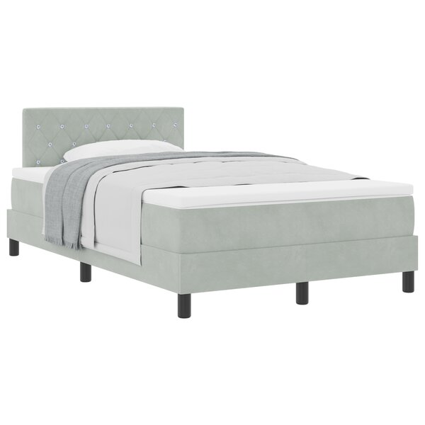 Lit Box Spring vidaXL avec Matelas Gris Clair 120x200 cm Velours