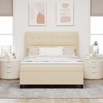 Lit Box Spring vidaXL avec Matelas & LED Crème 140x200 cm Tissu