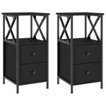vidaXL Tables de chevet 2 Pièces noir 34x35 5x70 cm bois d'ingénierie