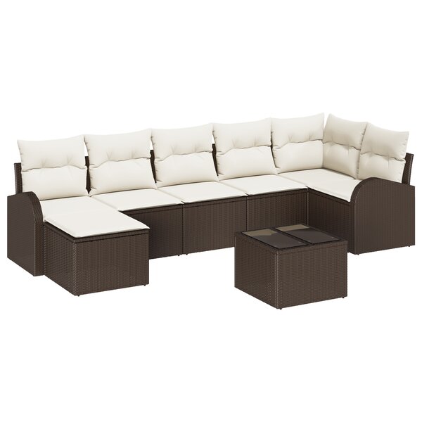 vidaXL Ensemble de 7 Canapés de Jardin avec Coussins Gris Rattan Poly