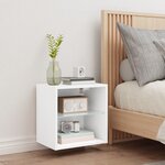 vidaXL Table de chevet murale avec lumières LED blanc