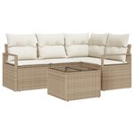 Ensemble de canapé de jardin de 5 pièces vidaXL avec coussins en poly rattan brun