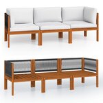 Canapé de jardin meuble extérieur à 3 places avec coussin bois d'acacia massif 02_0013247