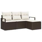 Set de Canapé de Jardin 4 pièces vidaXL Avec Coussins Marron Rattan Poly
