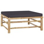 vidaXL Repose-pied de jardin avec coussin gris foncé Bambou
