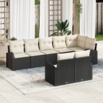 vidaXL Ensemble de canapé de jardin 8 pièces avec coussins Noir Poly Rotin