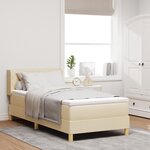 Lit à Sommier vidaXL avec Matelas Crème 100x200 cm Tissu
