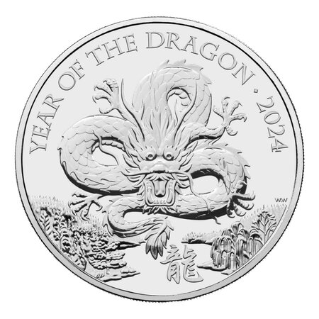 Pièce de monnaie 5 Pounds Royaume-Uni Année du Dragon 2024 BU