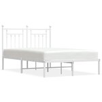 vidaXL Cadre de lit métal sans matelas et tête de lit blanc 135x190 cm