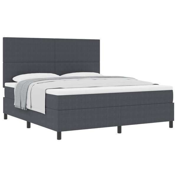 vidaXL Lit à ressorts avec matelas gris foncé