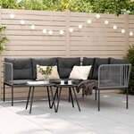 vidaXL Canapé de jardin avec coussins forme de L noir acier textilène