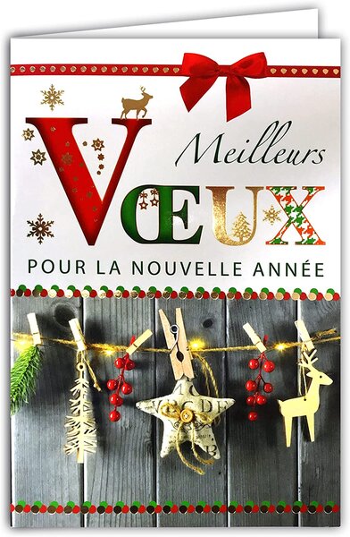 Lot 10 cartes identiques bonne année meilleurs vœux avec 10 enveloppes blanches