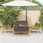 vidaXL Ensemble de chaises de jardin avec table  5 pièces  gris  bois d'acacia massif