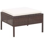 vidaXL Salon de jardin 5 Pièces avec coussins Résine tressée Marron