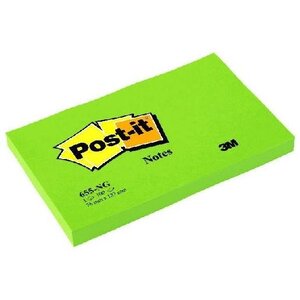 Bloc-notes repositionnable 100 feuilles 127 x 76 mm Vert néon POST-IT