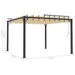 vidaXL Tonnelle avec toit à persienne 3x3 m Crème Tissu et aluminium