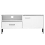 vidaXL Meuble TV avec pieds en métal Blanc Bois de pin massif OSLO