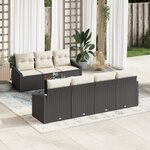 vidaXL Canapés de Jardin 8 Pièces avec Coussins Noir en Rattan Acacia