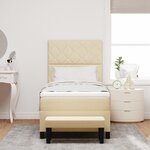 vidaXL Lit à ressorts avec matelas et banc crème 100x200 cm Tissu