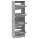 vidaXL Armoire à chaussures 4 tiroirs rabattables gris béton