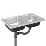 vidaXL Évier de cuisine à double lavabo argenté 800x500x155 mm inox