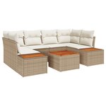 Ensemble de Canapés de Jardin 6 Pièces avec Coussins Beige Poly Rattan Acacia
