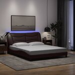 vidaXL Cadre de lit avec LED sans matelas marron foncé 160x200cm tissu