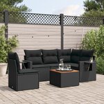 vidaXL Salon de jardin 6 Pièces avec coussins noir résine tressée