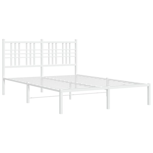 vidaXL Cadre de lit métal avec tête de lit blanc 140x190 cm