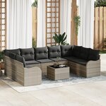 Ensemble de canapé de jardin vidaXL 10 pièces avec coussins gris poly rotin