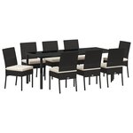 vidaXL Ensemble de Salle à Manger de Jardin 9 Pièces Noir Poly Rattan