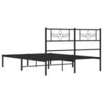 vidaXL Cadre de lit métal avec tête de lit noir 120x200 cm