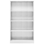 vidaXL Bibliothèque à 4 niveaux Blanc brillant Bois d’ingénierie
