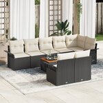 vidaXL Ensemble de canapé de jardin de 9 pièces avec coussins Noir Rotin Polyéthylène Acacia