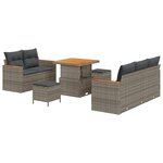 Canapé de jardin vidaXL 8 pièces avec coussins gris poly rotin