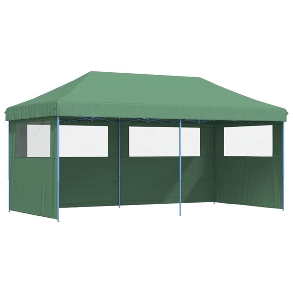 vidaXL Tente de réception pliable escamotable 3 parois latérales vert