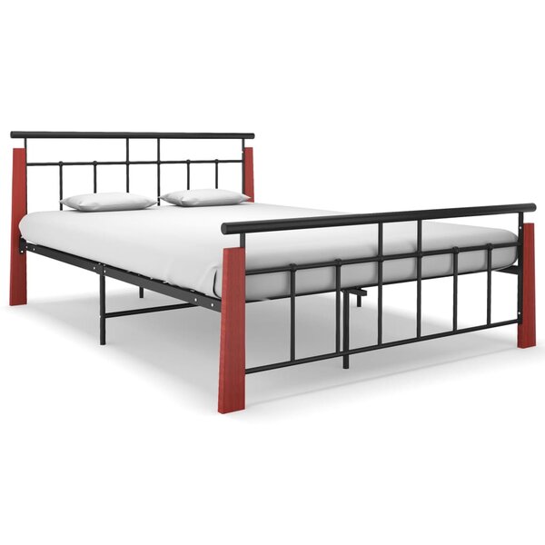 vidaXL Cadre de lit sans matelas métal bois de chêne massif 140x200 cm