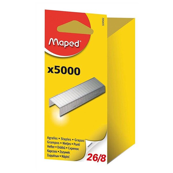 Boite de 5000 Agrafes 26/8 Zinguées MAPED