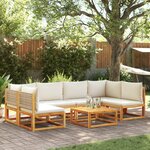 vidaXL Salon de jardin avec coussins 7 Pièces bois massif d'acacia