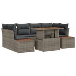 Ensemble de canapé de jardin de 6 pièces avec coussins en rattan poly gris