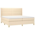 vidaXL Sommier à lattes de lit matelas et LED Crème 200x200 cm Tissu