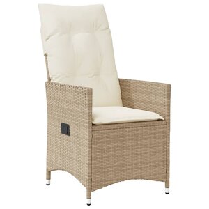 vidaXL Chaise inclinable de jardin avec coussins beige résine tressée