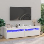 vidaXL Meubles TV 2 Pièces avec lumières LED Blanc brillant 75x35x40 cm