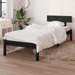 vidaXL Cadre de lit Noir Bois massif 75x190 cm Petit simple