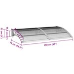 vidaXL Auvent de porte Gris 150x75 cm Polycarbonate