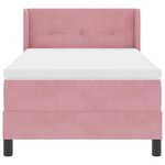 Lit Box Spring avec Matelas Rose 80x200 cm en Velours