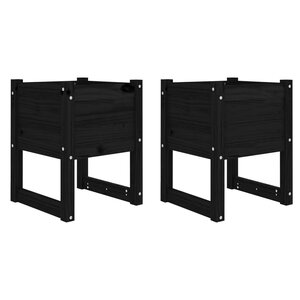 vidaXL Jardinières 2 Pièces Noir 40x40x52 5 cm Bois massif de pin