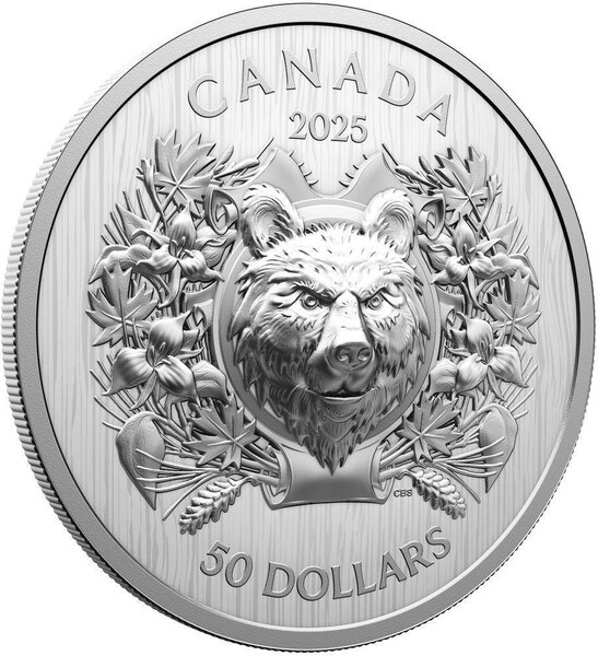 Pièce de monnaie en Argent 50 Dollars g 70 Millésime 2025 HERALDIC BEAR