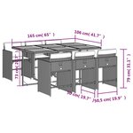 vidaXL Ensemble à manger de jardin et coussins 7 Pièces gris rotin